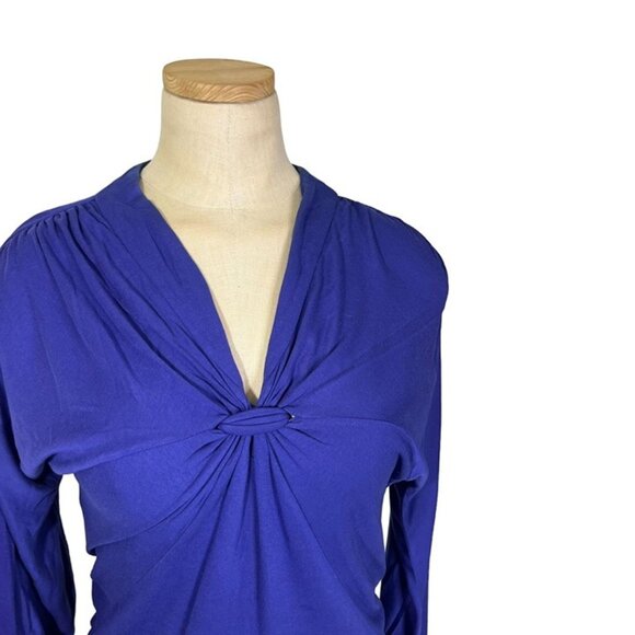 BCBGmaxazria Women's dress S purple blue long sleeve mini faux wrap jersey knit - Picture 2 of 10
